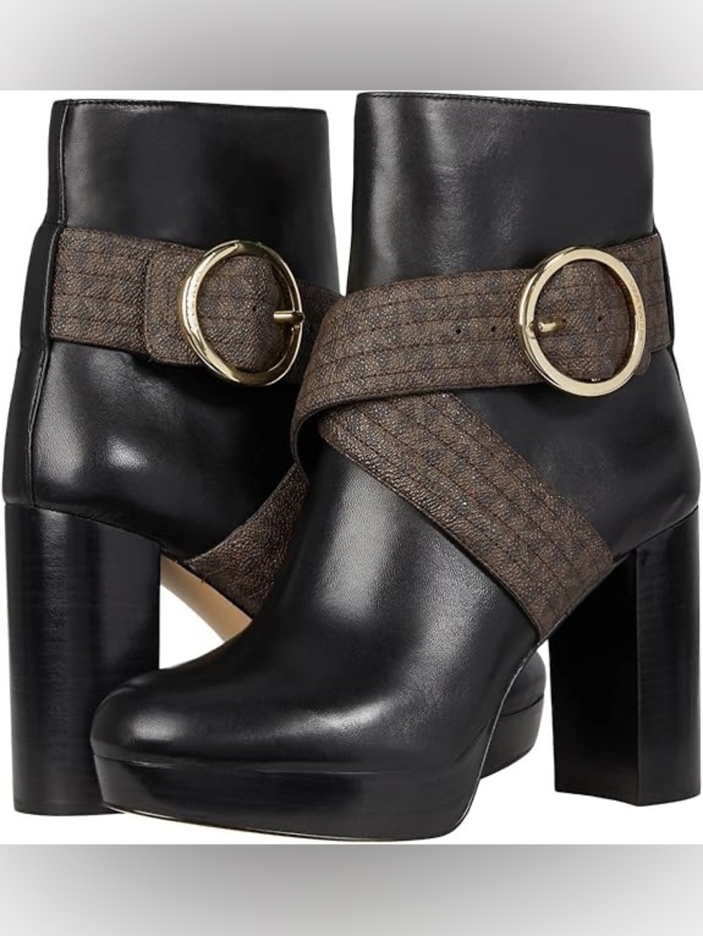 Michael Kors Remi Platform Heeled Leather Ankle Boots Black Women
Size 10